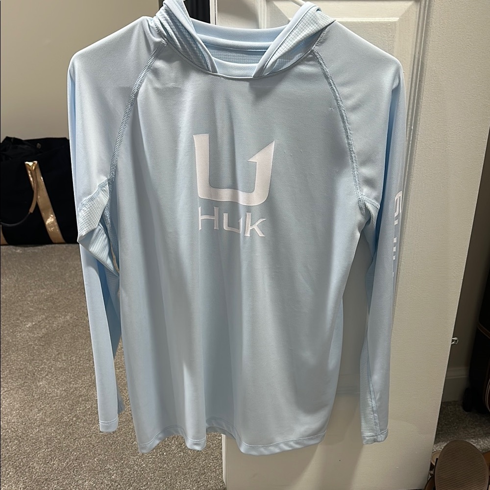 Huk Sky Blue Performance Hoodie Youth Large